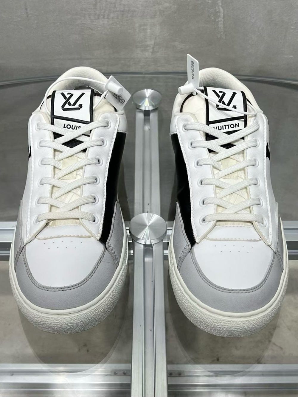 Louis Vuitton White, Black & Gray Low-Top Sneakers
